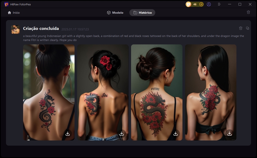 Download de design de tatuagem gerado pelo HitPaw FotorPea