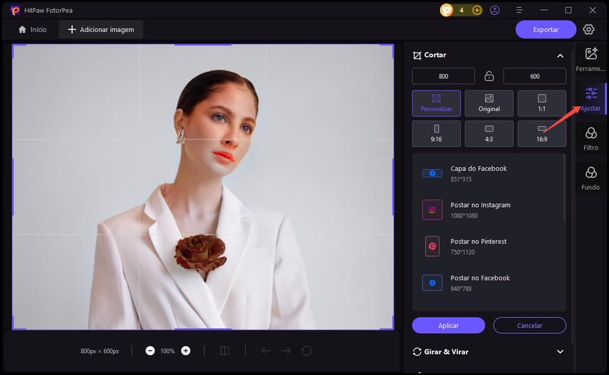 Melhor Editor de Cor de Foto Hitpaw FotorPea