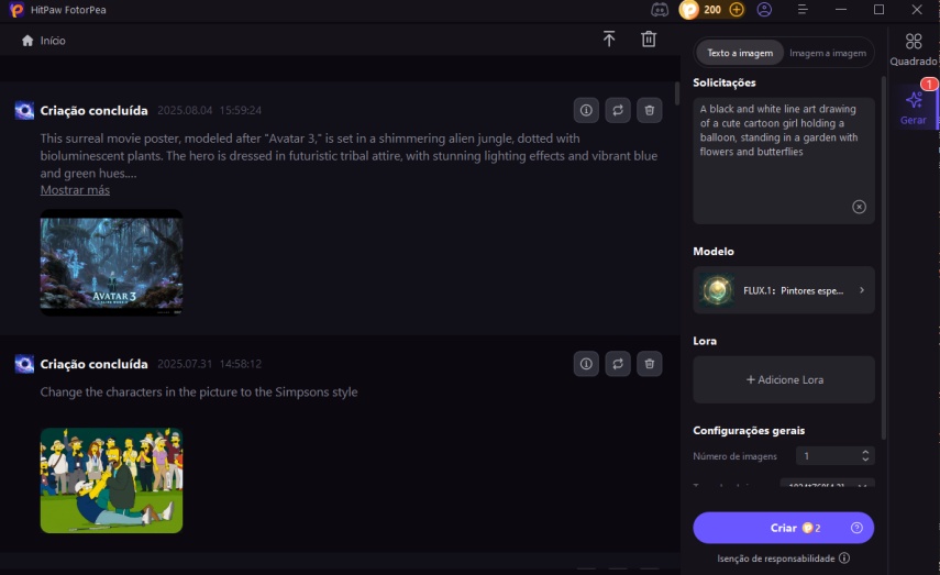 escolha o estilo artístico e escreva sua descrição