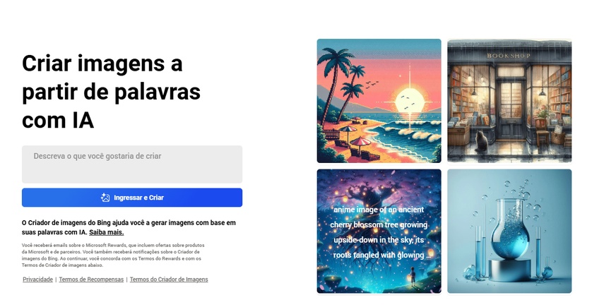 Bing Image Creator gerando designs de roupas com IA a partir de texto