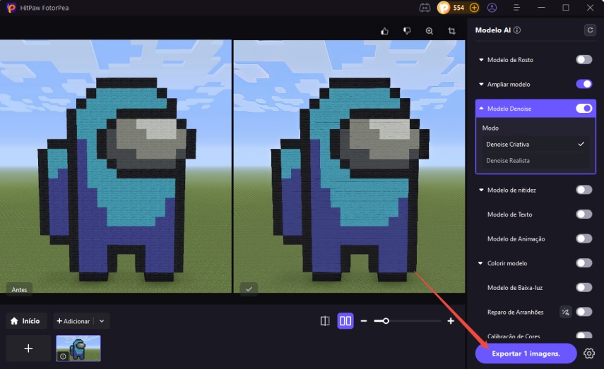exportar imagem criador de pixel minecraft