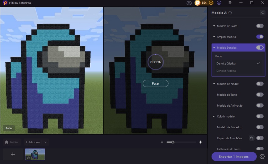modelo de ampliação gerador de arte minecraft