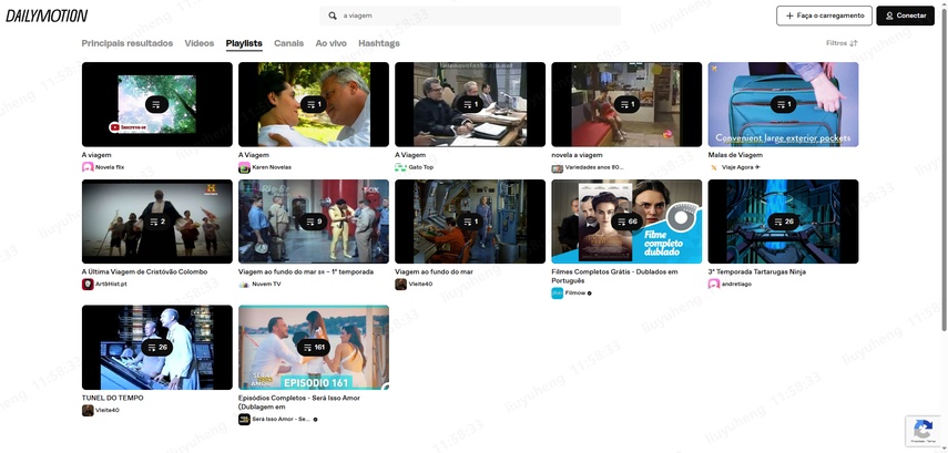 Site Dailymotion mostrando onde assistir a novela A Viagem completa em diferentes plataformas