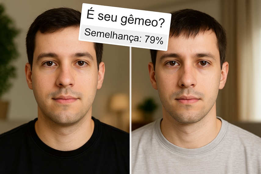 pessoa usando app para encontrar sósia online
