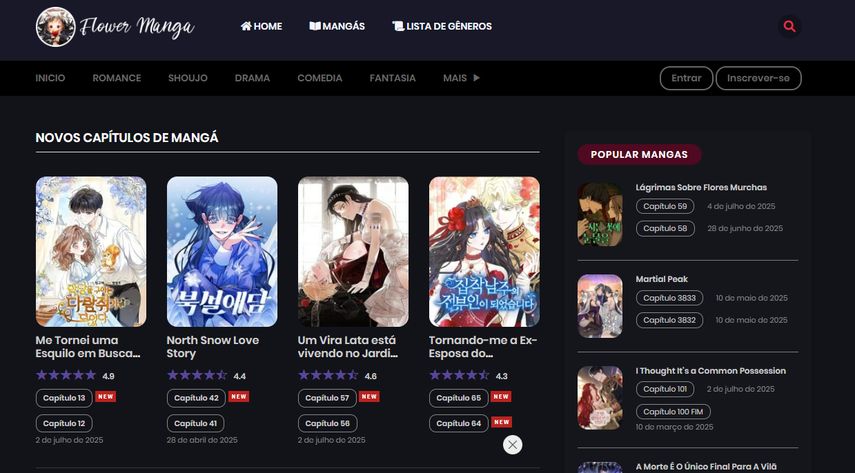 Flower Manga website interface