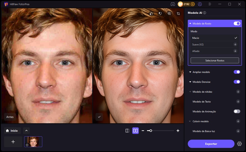 Prévia e exportação de foto melhorada no HitPaw FotorPea