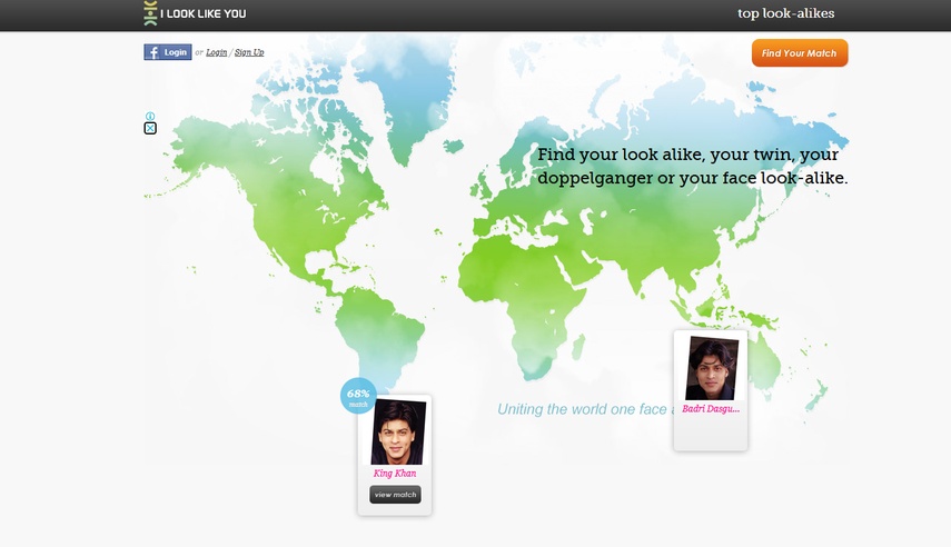 Plataforma ILookLikeYou para encontrar pessoas parecidas