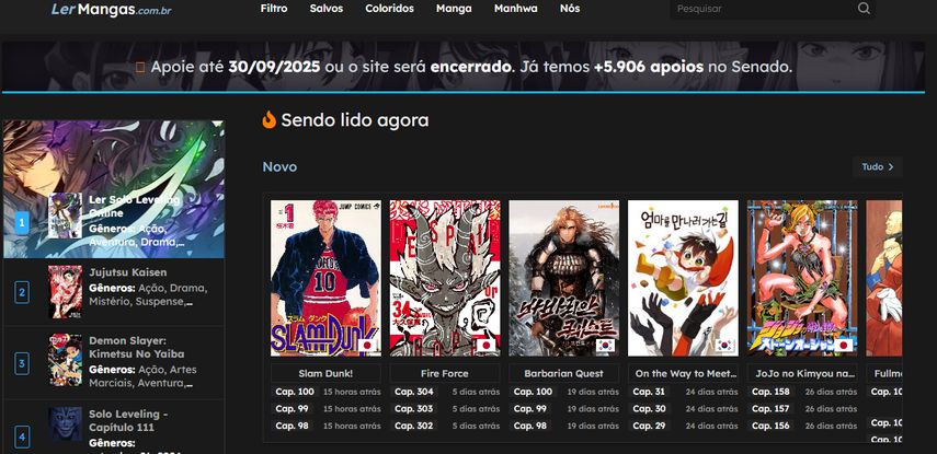 Ler Mangas website interface