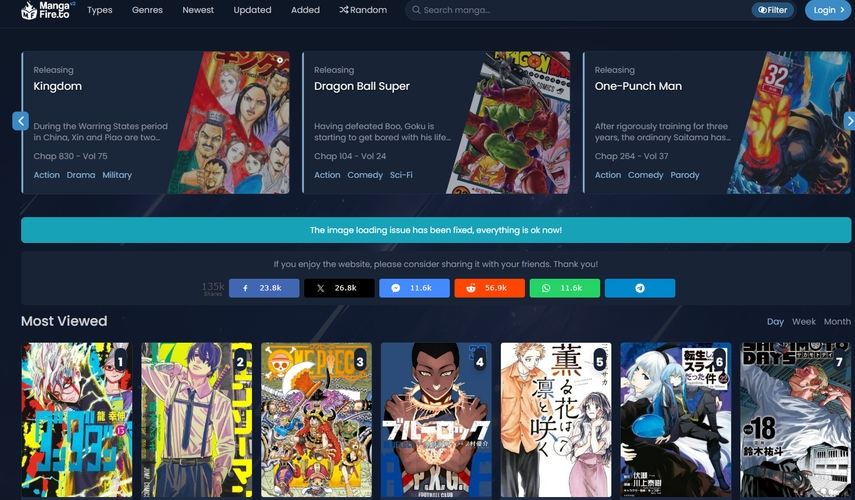 MangaFire website interface