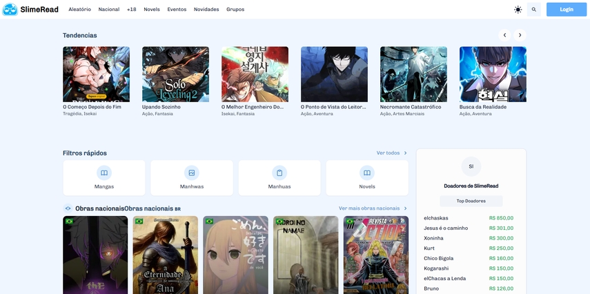 SlimeRead website interface