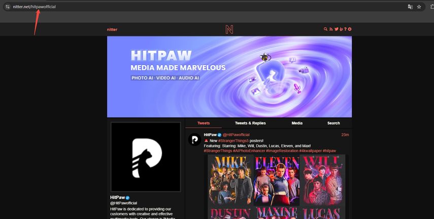 acessar uma instância ativa de Nitter