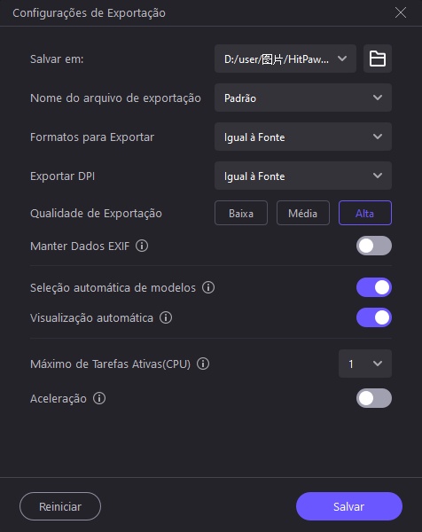 Exportando uma foto com rosto restaurado no HitPaw FotorPea