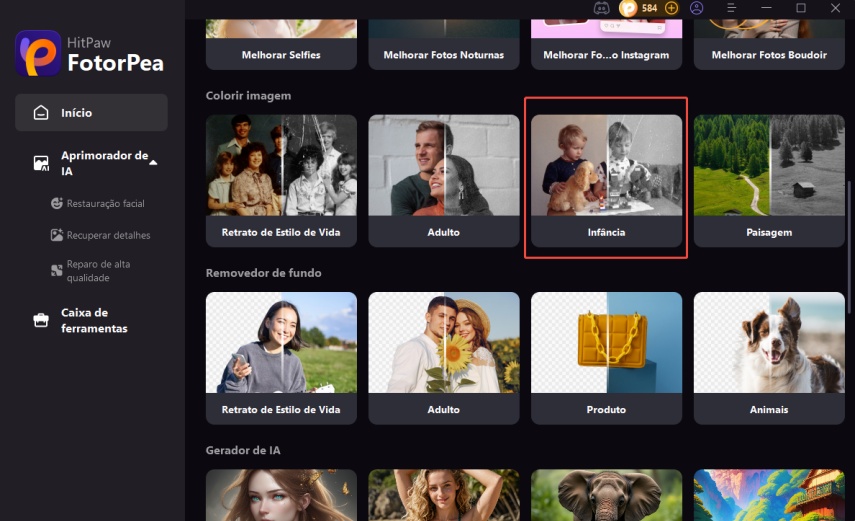 escolher modelo de ia para aprimorar fotos antigas de infância