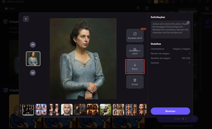 Baixando fotos danificadas pela água recuperadas do HitPaw FotorPea