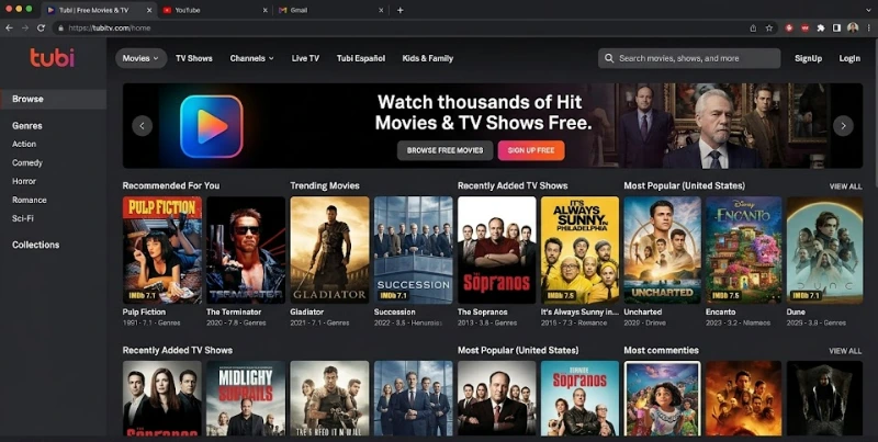 Tubi para assistir séries grátis com catálogo internacional