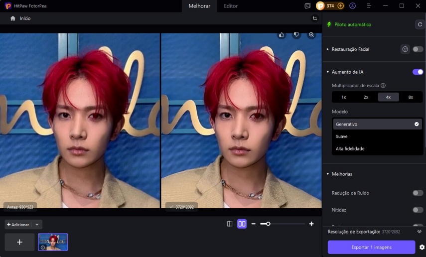 exportar foto melhorada