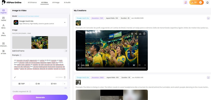 gerar video de imagem na arquibancada