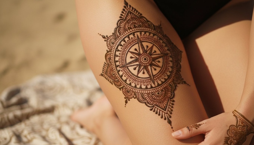 henna tattoo rosa dos ventos