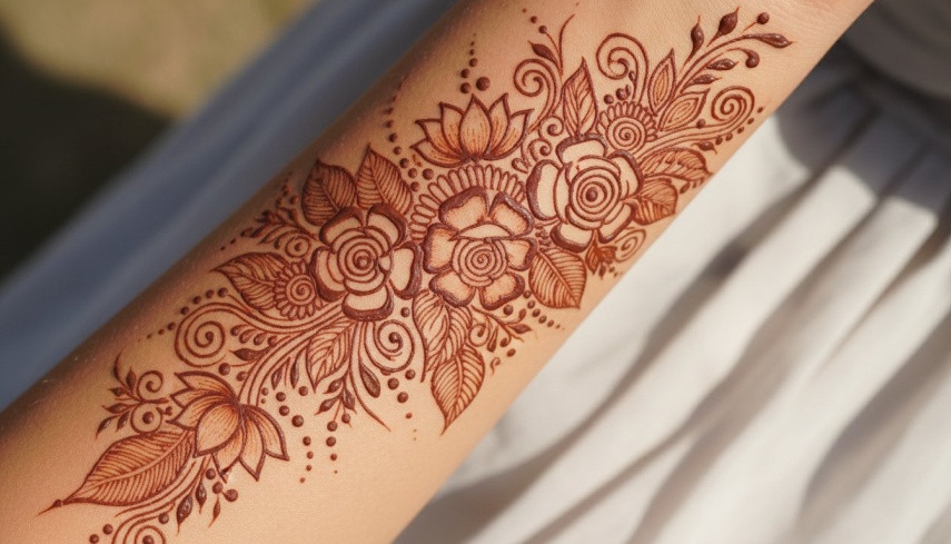 henna tattoo ramo floral
