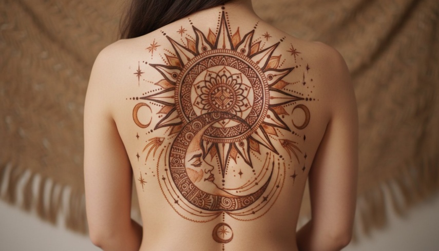 henna tattoo sol e lua