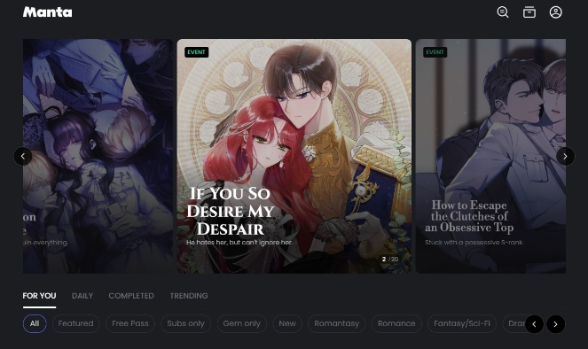 manhwa online em site manta