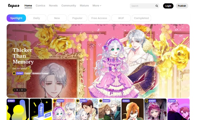 manhwa online em site tapas