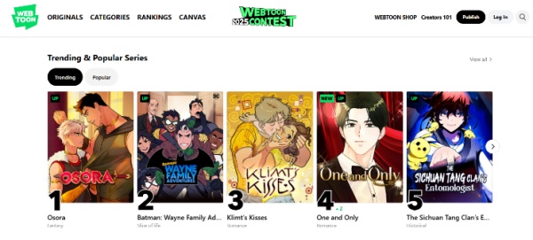 manhwa online em site webtoon
