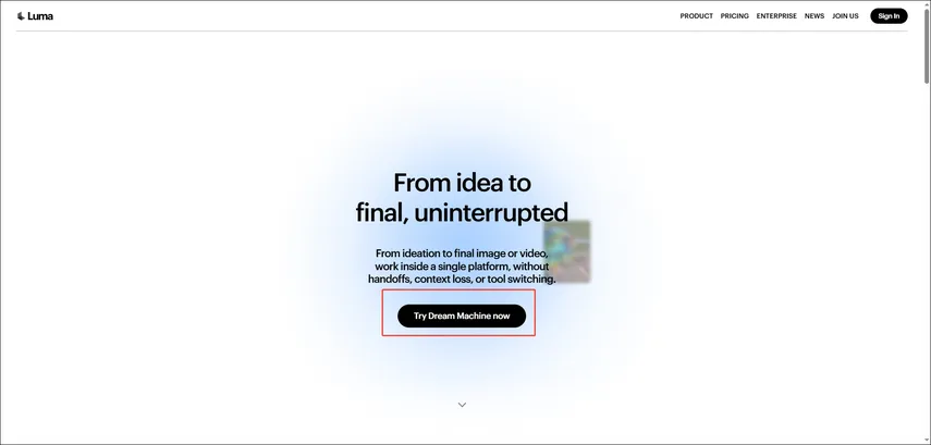 Como acessar o Luma Dream Machine passo a passo