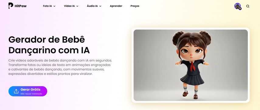 criar cachorro dançando com hitpaw gerador de vídeo com ia
