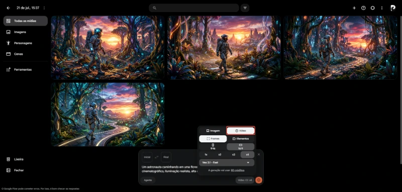 Função imagem para vídeo do Google Flow usando Nano Banana
