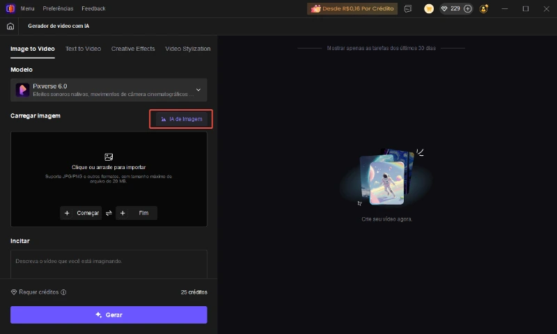 Tela inicial do HitPaw VikPea com gerador de vídeo por IA