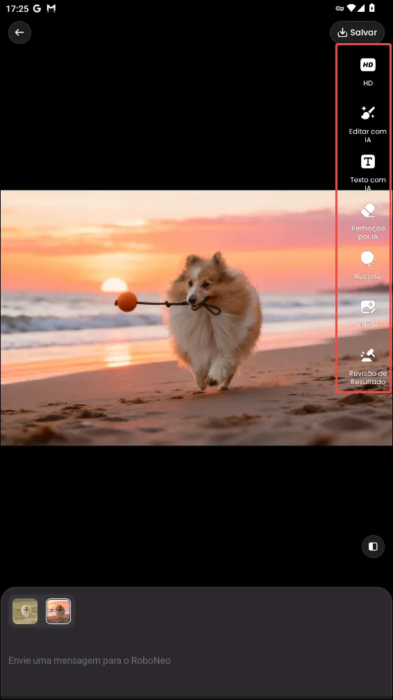 Comparação antes e depois de edição de foto de produto com RoboNeo AI, mostrando troca de fundo automática