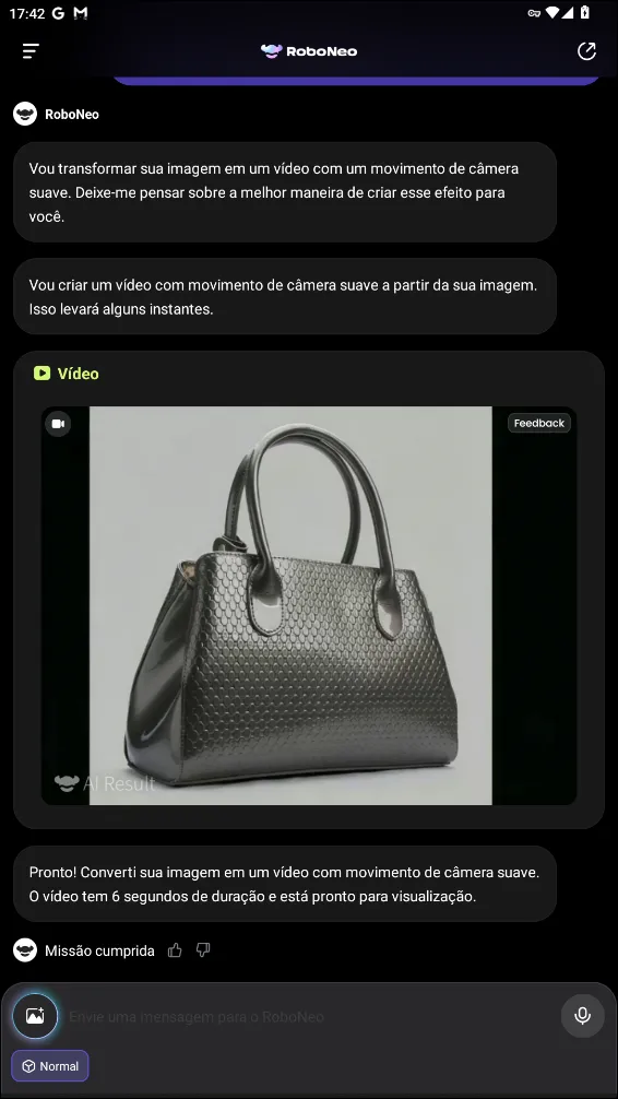 Exemplo de vídeo 360 graus gerado pelo RoboNeo AI para apresentação de produto de e-commerce