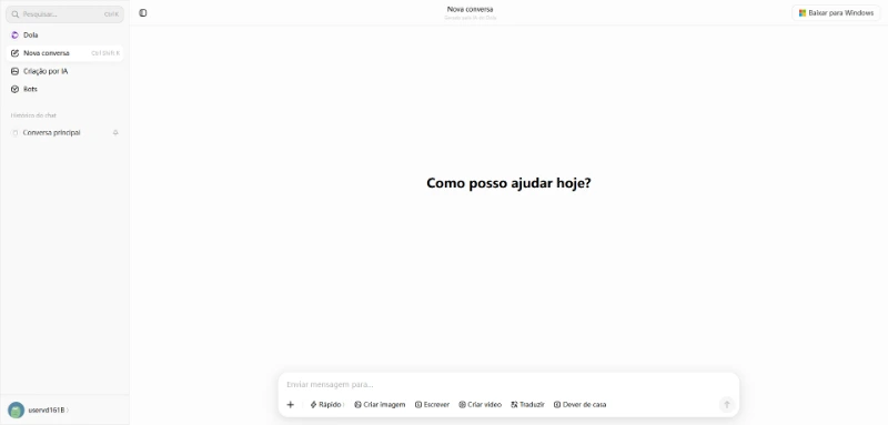 Acesse o site oficial do Dola AI para criar vídeos com IA