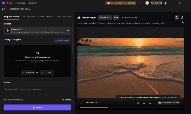 Gere e visualize o vídeo criado com inteligência artificial