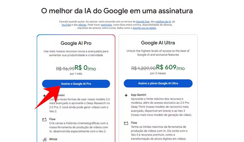 google ai pro preço