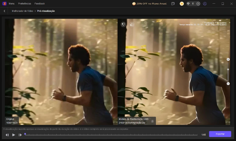 Comparação antes e depois — vídeo gerado pelo YouTube Create melhorado para 4K com HitPaw VikPea