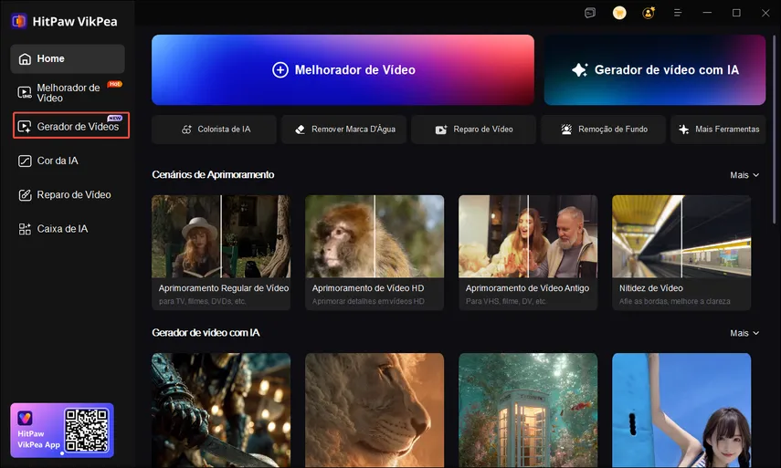 Interface do gerador de vídeo IA do HitPaw VikPea