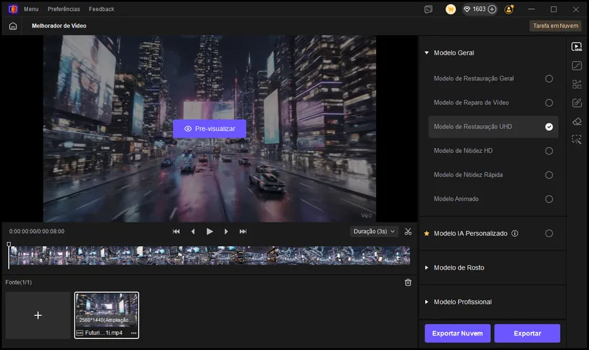 escolher modelo de melhoria no hitpaw vikpea