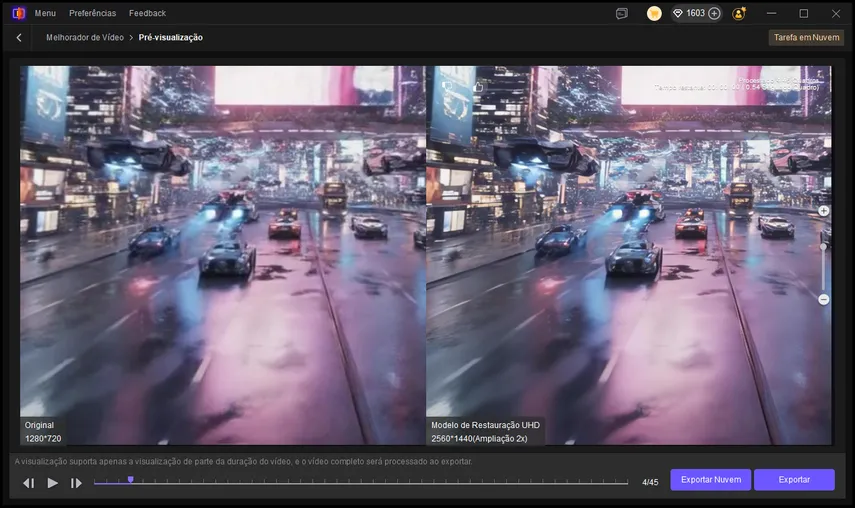 preview vídeo melhorado no hitpaw vikpea