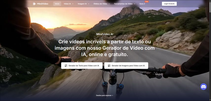 Página de login do MindVideo