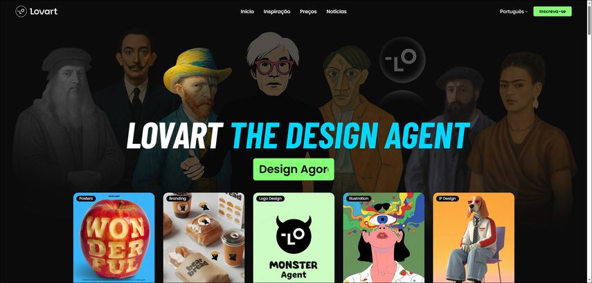 Página inicial da plataforma Lovart
