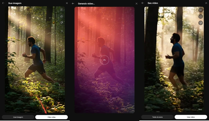 Passo 3 — Selecionar imagens geradas pelo Imagen 3 e transformar em vídeo com o Google Veo no YouTube Create
