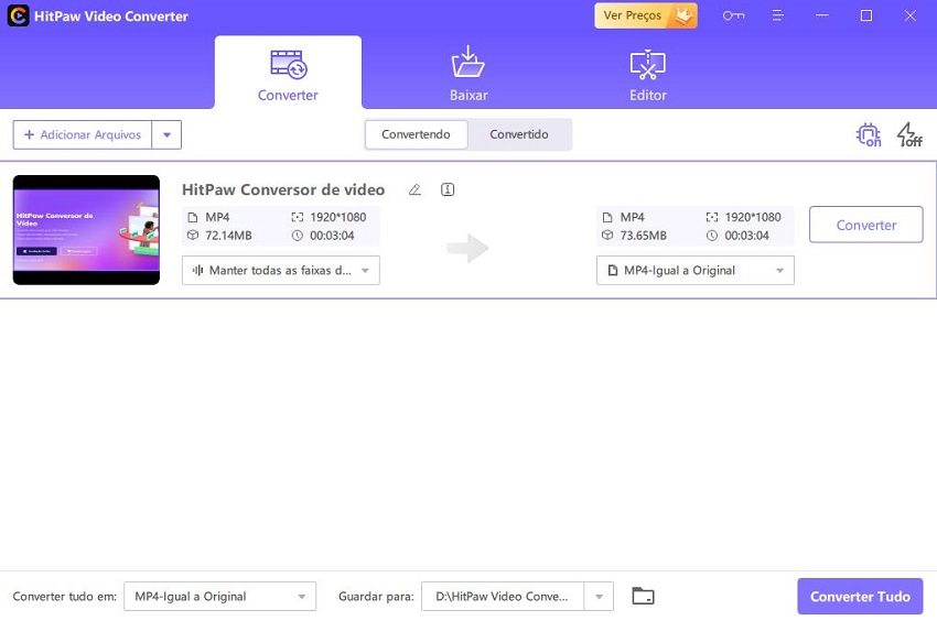 extrair áudio de vídeo grande com hitpaw conversor de video