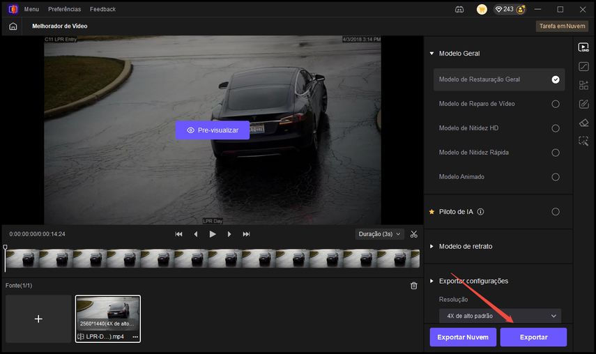 Exportar vídeo aprimorado com HitPaw VikPea