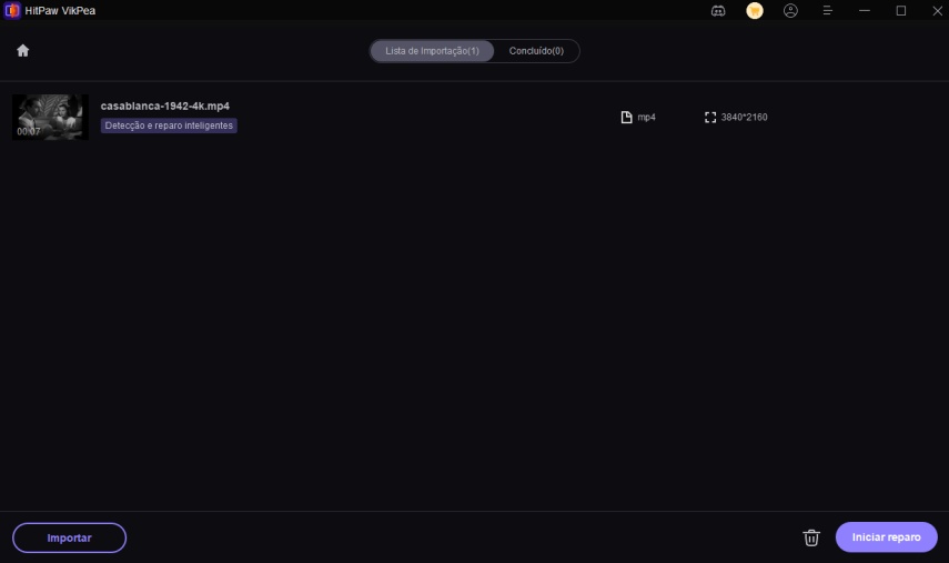 iniciar reparo de vídeo corrompido