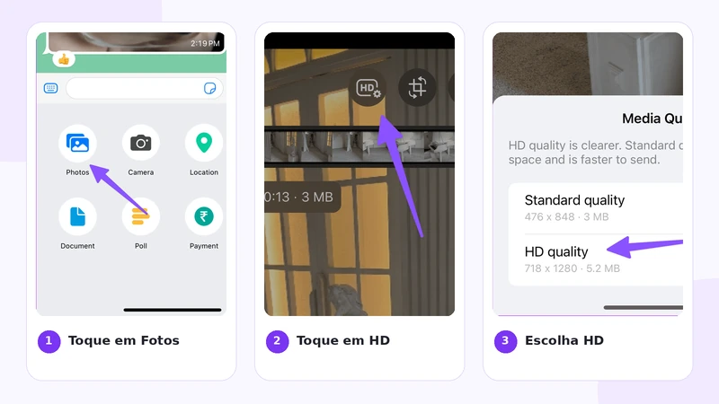 Passos para enviar um vídeo em HD no WhatsApp para iPhone