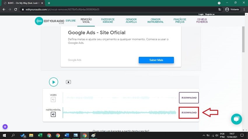 remover voz da música