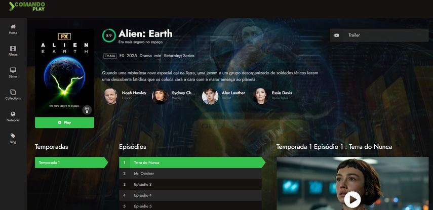 assistir alien: earth de graça no comandoplay