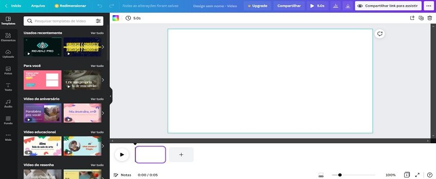 canva editor de vídeo grátis online em português